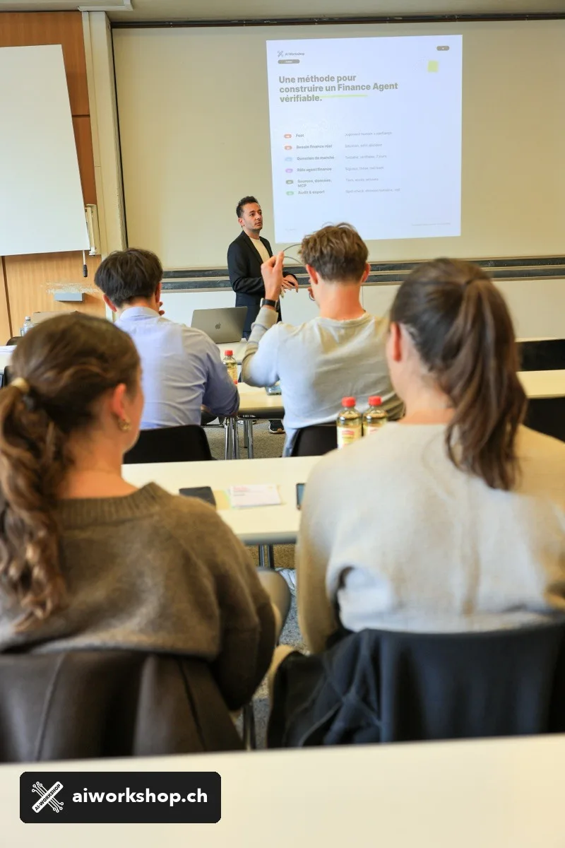Le facilitateur présente l’étape suivante de l’exercice d’agent finance à l’UNIL à Lausanne